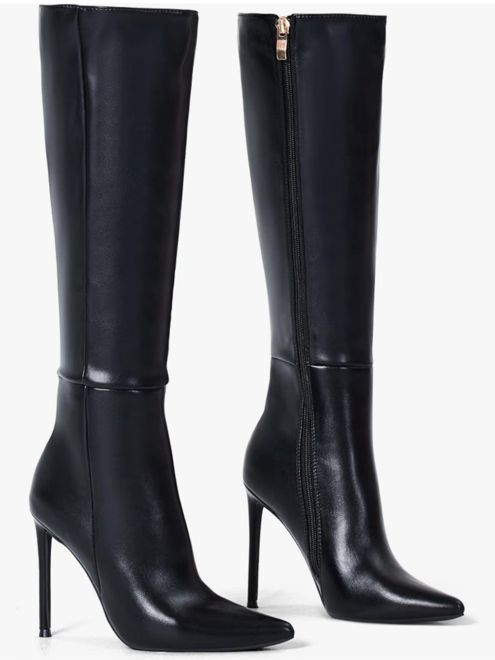 Classic Black Stiletto Knee-High Boots